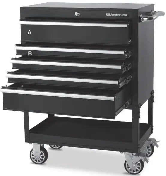 Montezuma 3005UC 30 Inch 5-Drawer Utility Cart