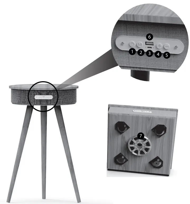 vooni B07B5YKL8V Bluetooth Speaker Table - overview