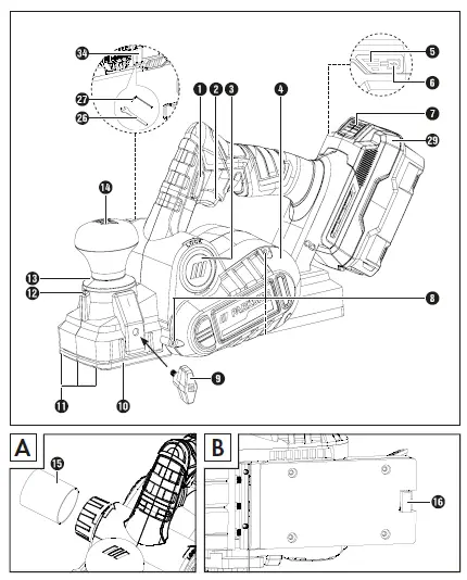 PARKSIDE-PPHA-20-Li-B2-Cordless-Planer-1