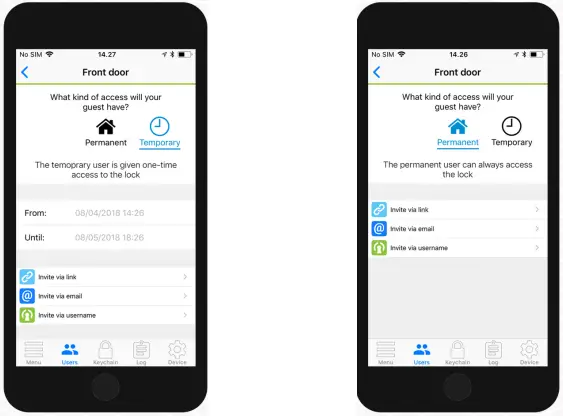 danalock V3 Smart Door Lock - Select access level