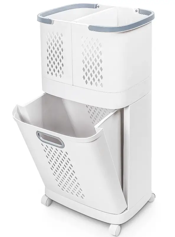 rebrilliant 43226290 Bamboo 2 Tier Laundry Stand on Wheels product