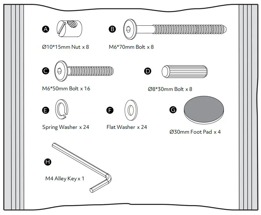 habitat Nel 2151885 Wood Dining Table User Guide - Fittings