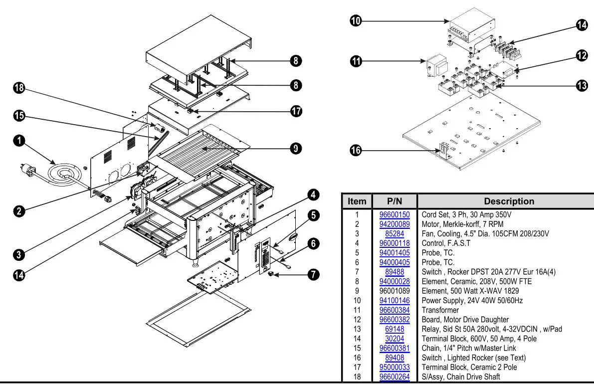 APWwyott Pass Through Toaster - FLEXWAV EXPLODED VIEW