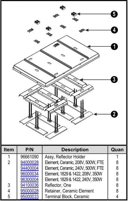 APWwyott Pass Through Toaster - S/ASSY – UPPER ELEMENT