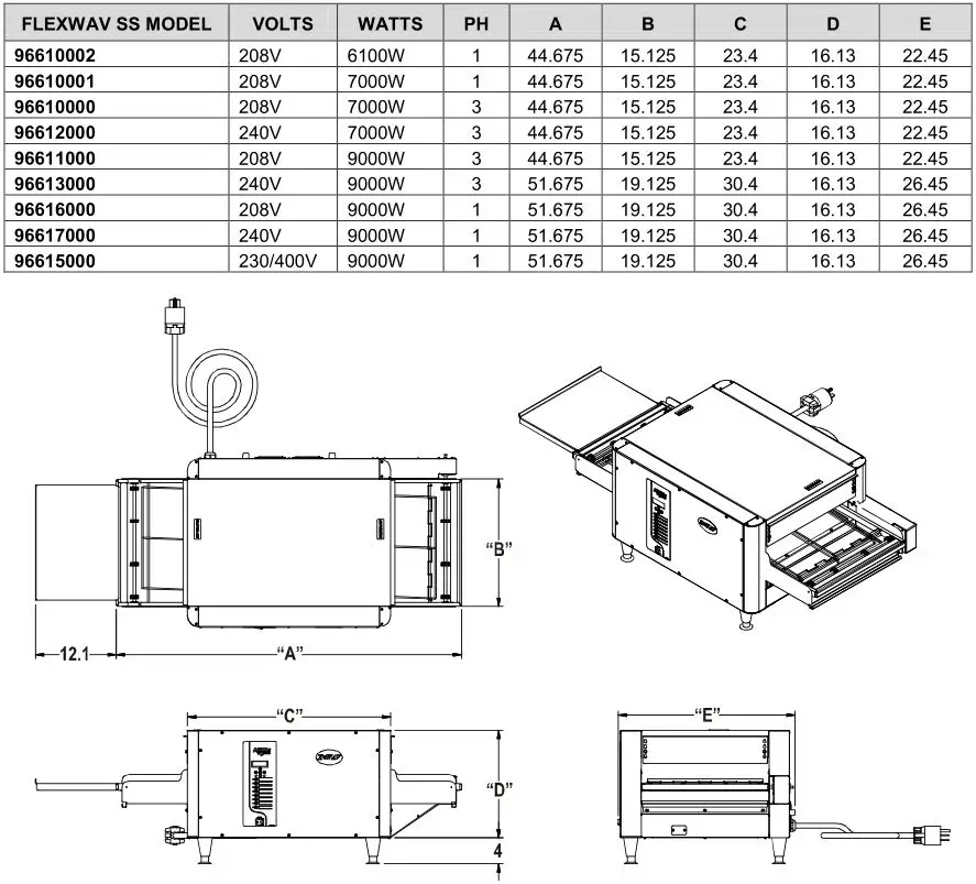 APWwyott Pass Through Toaster - SPECIFICATIONS