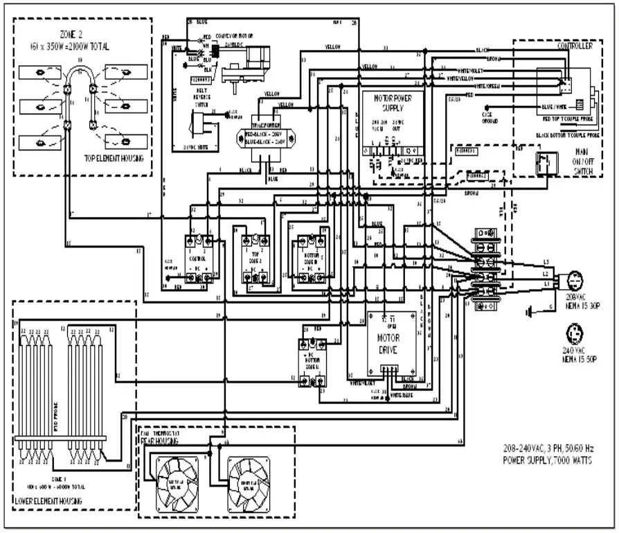 APWwyott Pass Through Toaster - WIRING DIAGRAM – FLEXWAV 1422 3PH (96600396)