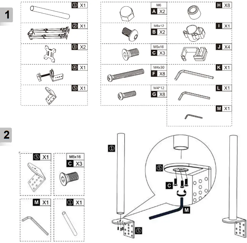 gembird MA DF2 01 Adjustable Desk 2 Display Mounting Arm - Figure 1