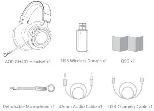 AOC GH401 Wireless Gaming Headset---Headset
