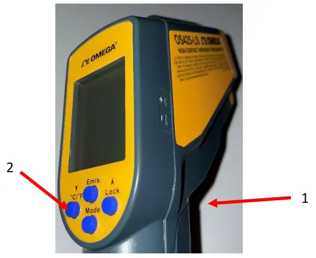 omega OS425-LS Infrared Thermometer - Switch between Celsius and Fahrenheit