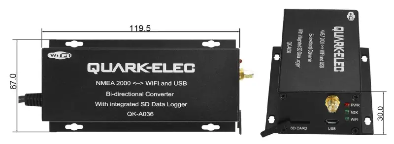QUARK-ELEC QK-A036 NMEA 2000 WiFi -USB Bi-directional Converter With Integrated Voyage Data Logger fig 2