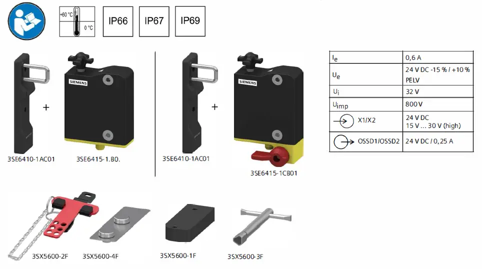 SIEMENS Sirius 3SE5 RFID Safety Switch with Tumbler fig 1