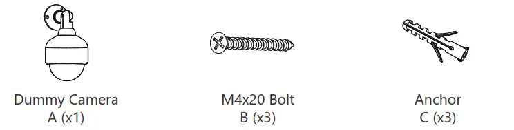 WALI Security Dummy Camera DOW-1 - Parts List