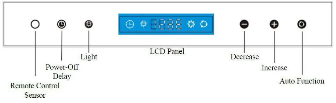 Adexa AP238-PS83-36 Under Mount Hood - Control Panel Layout and Buttons Configurations