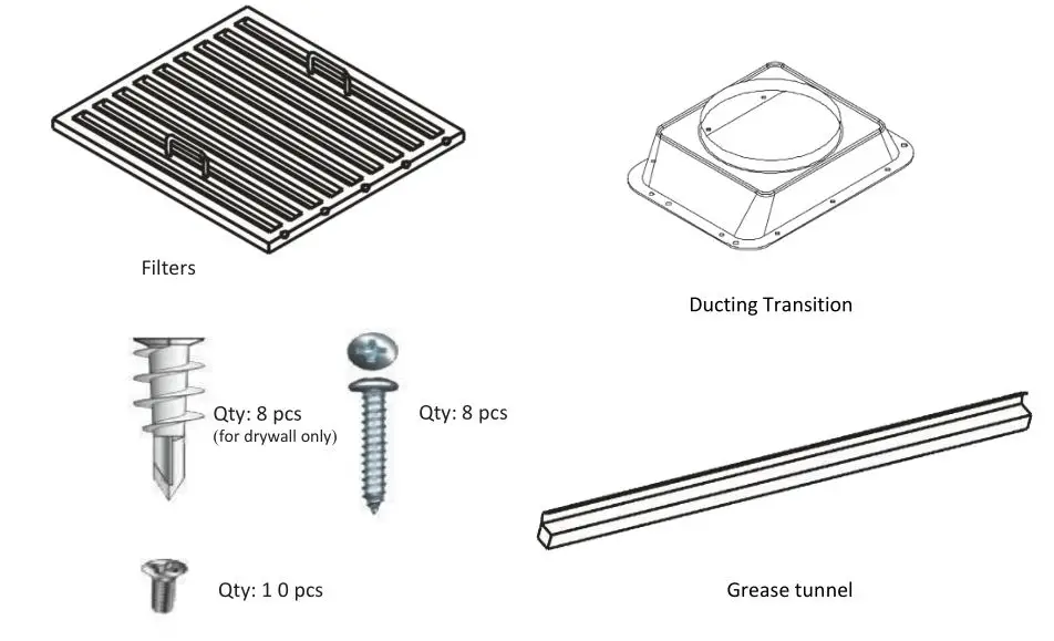 Adexa AP238-PS83-36 Under Mount Hood - PARTS INCLUDED