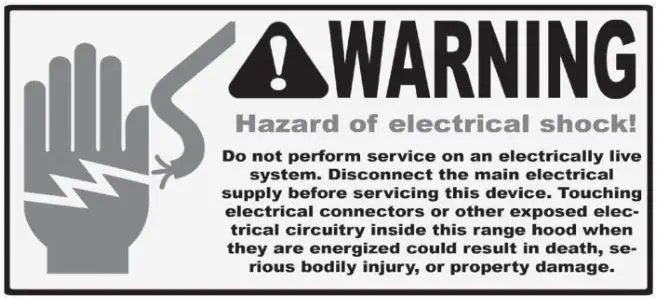 Adexa AP238-PS83-36 Under Mount Hood - warning INSTALLATION