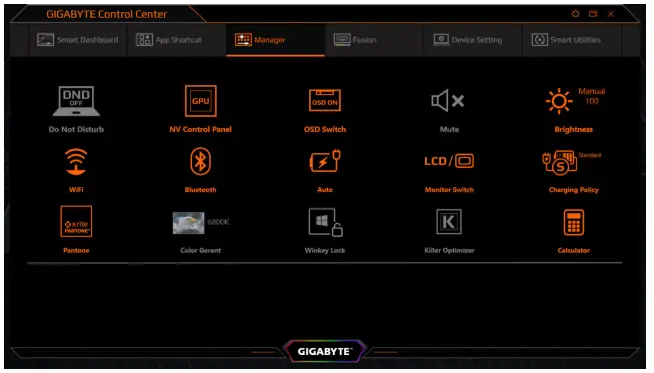 GIGABYTE Control Center - Console