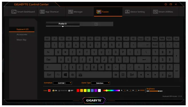 GIGABYTE Control Center - Fusion