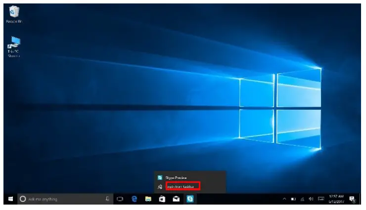 Unpin this program from taskbar