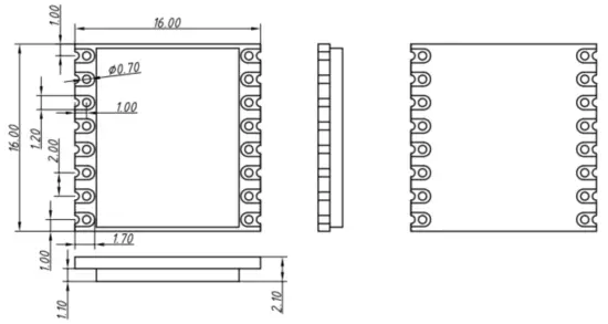 G0NiceRF LoRa CC68 Low Spread Spectrum Wireless Transceiver Module - Mechanical Dimensions(