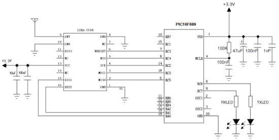G0NiceRF LoRa CC68 Low Spread Spectrum Wireless Transceiver Module - application circuit