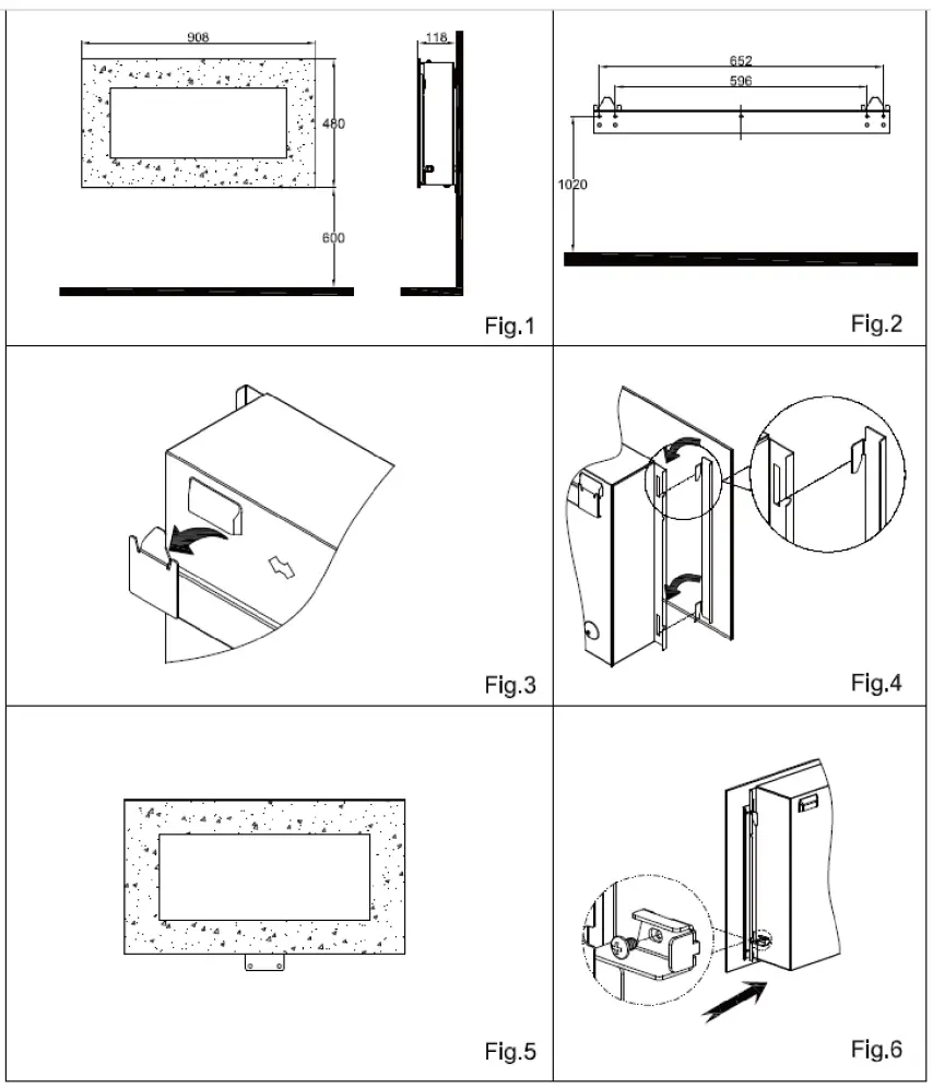 Oak PLUS 35 00 Inch L Wall Mounted Electric Fireplace - Fig 2