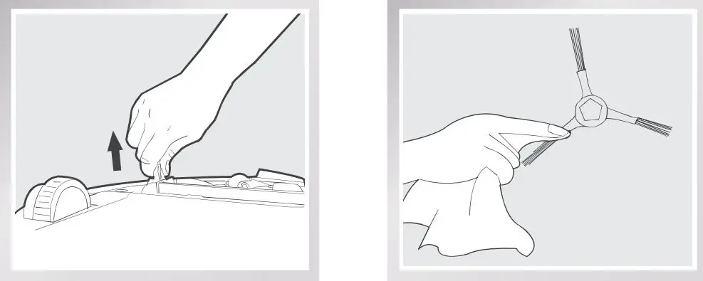 ECOVACS Rebotic Vacuum cleaner Instruction Manual - Cleaning the Side Brushes