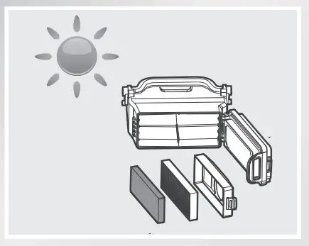 ECOVACS Rebotic Vacuum cleaner Instruction Manual - Dry the Dust Bin and filter components completely before reinstalling