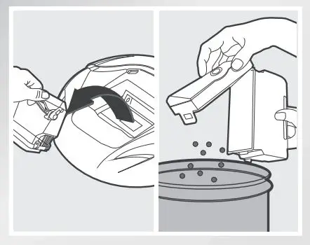 ECOVACS Rebotic Vacuum cleaner Instruction Manual - Open DEEBOT 7’s Top Cover and remove the Dust Bin