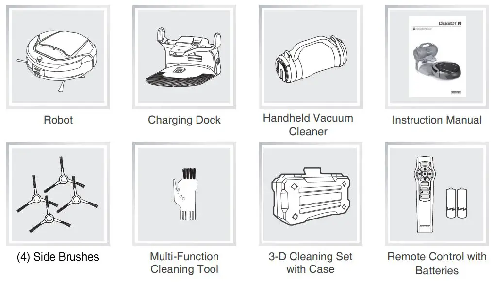 ECOVACS Rebotic Vacuum cleaner Instruction Manual - Package Contents