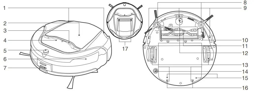 ECOVACS Rebotic Vacuum cleaner Instruction Manual - Product Diagram