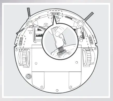ECOVACS Rebotic Vacuum cleaner Instruction Manual - Wipe the Anti-Drop Sensors with the brush
