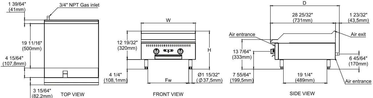 COUNTERTOP GAS GRIDDLE, MANUAL