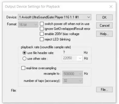 avisoft 116 UltraSound Gate Player User Manual - First go to the command Play