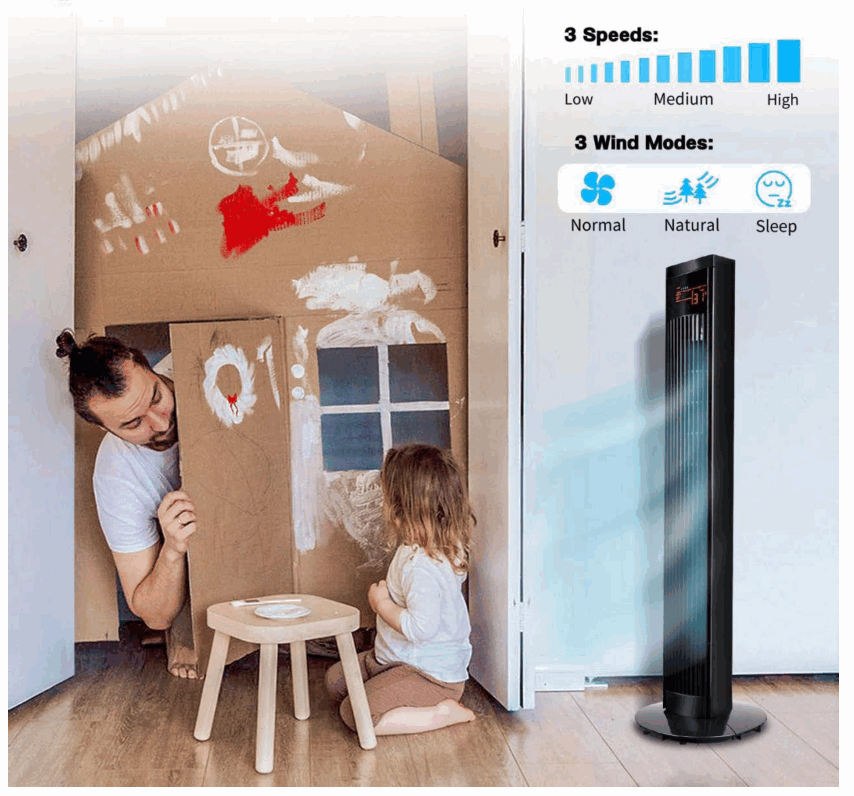 36 in H Electric Oscillating Tower Fan - Fig