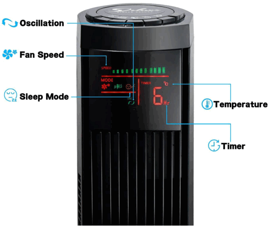 36 in H Electric Oscillating Tower Fan