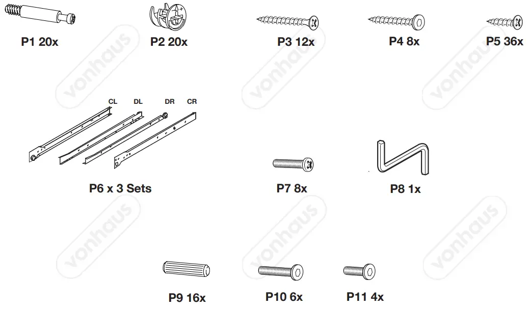 VonHaus 3000205 WM Grey Console Table 3 Drawer Wood Sideboard fig 1