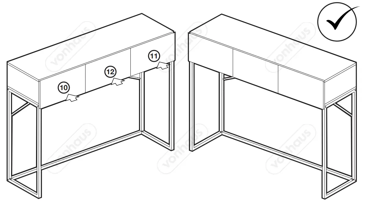 VonHaus 3000205 WM Grey Console Table 3 Drawer Wood Sideboard fig 10