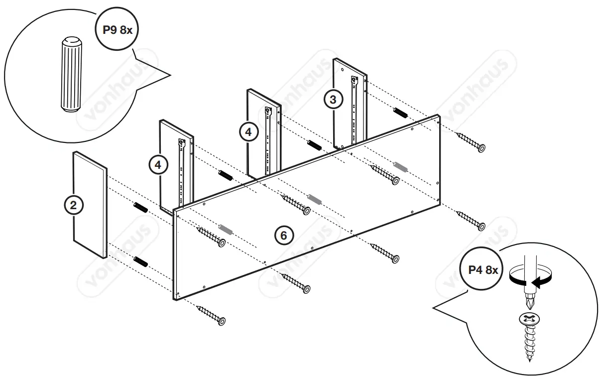 VonHaus 3000205 WM Grey Console Table 3 Drawer Wood Sideboard fig 5