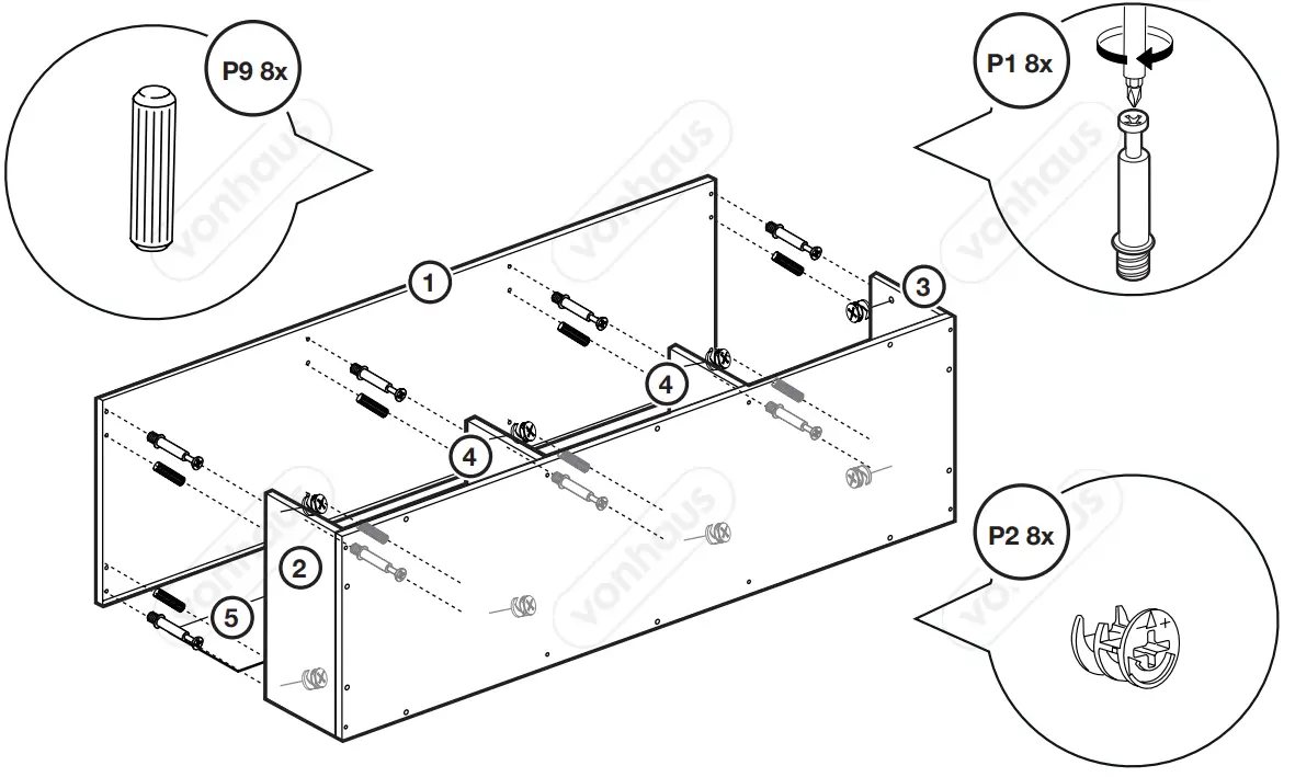 VonHaus 3000205 WM Grey Console Table 3 Drawer Wood Sideboard fig 6