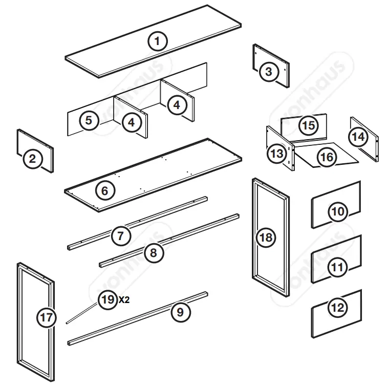 VonHaus 3000205 WM Grey Console Table 3 Drawer Wood Sideboard fig
