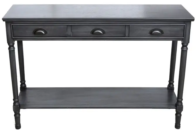 VonHaus 3000205 WM Grey Console Table 3 Drawer Wood Sideboard