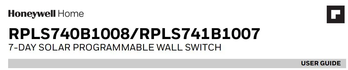 Honeywell Home 7-Day Solar Programmable Wall Switch User Guide