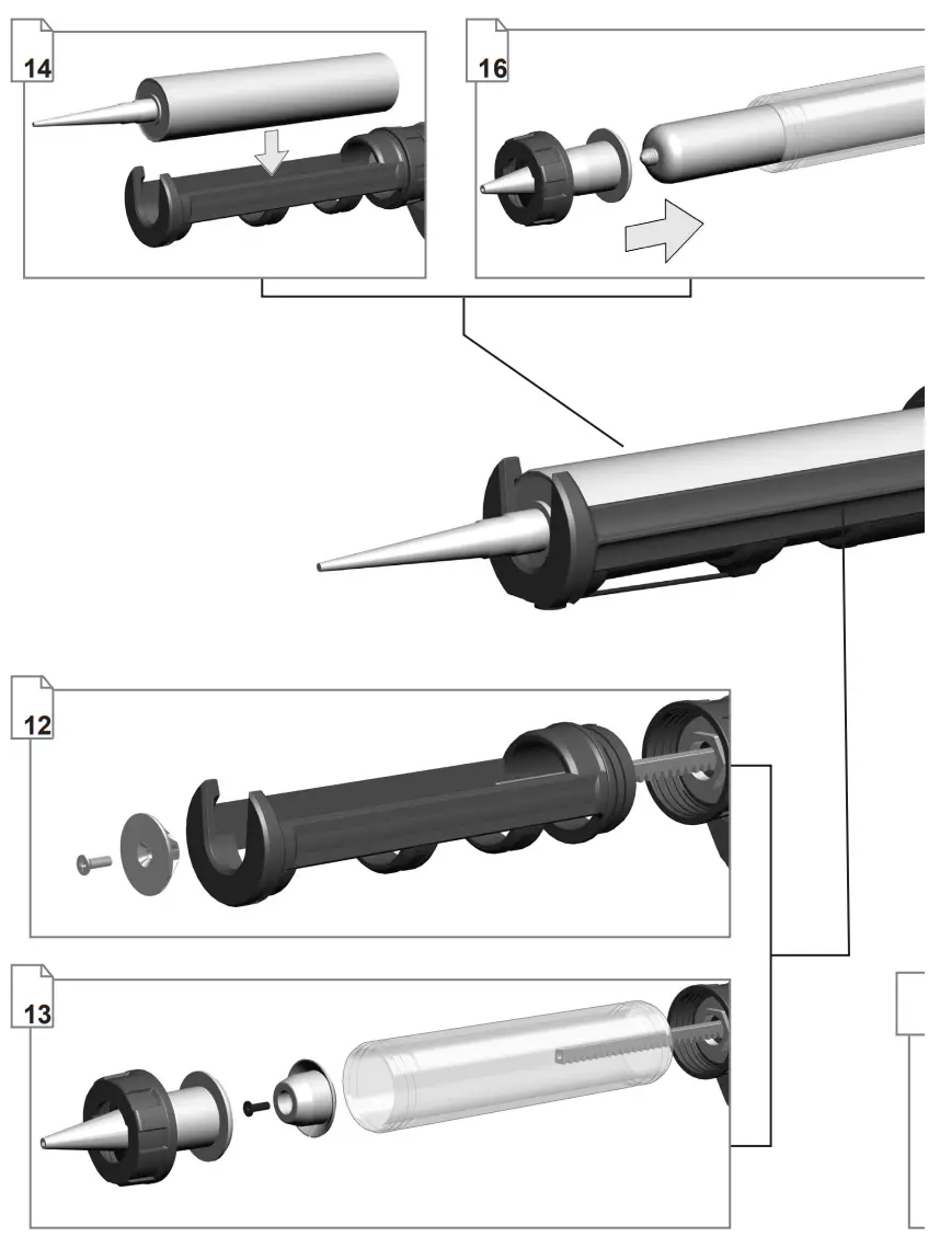 milwaukee M12 PCG Compact Caulk Gun with 310ml Cartridge Holder Fig