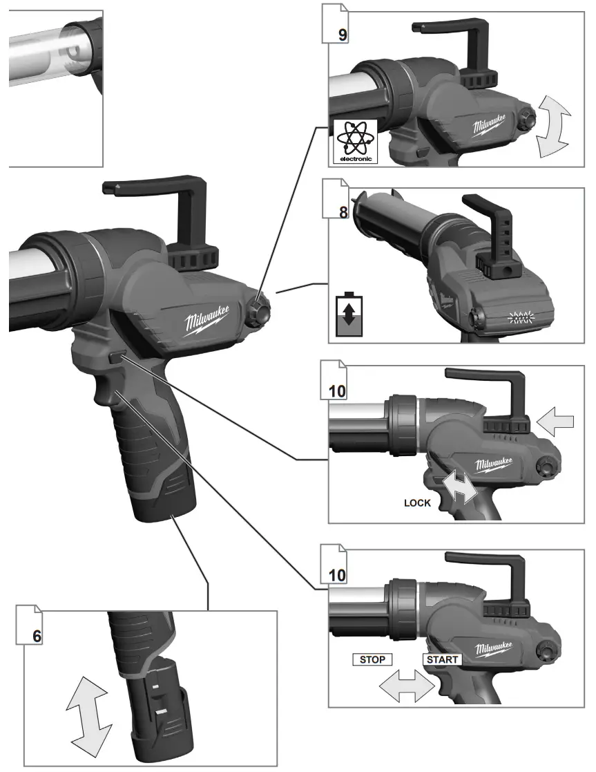 milwaukee M12 PCG Compact Caulk Gun with 310ml Cartridge Holder Fig1