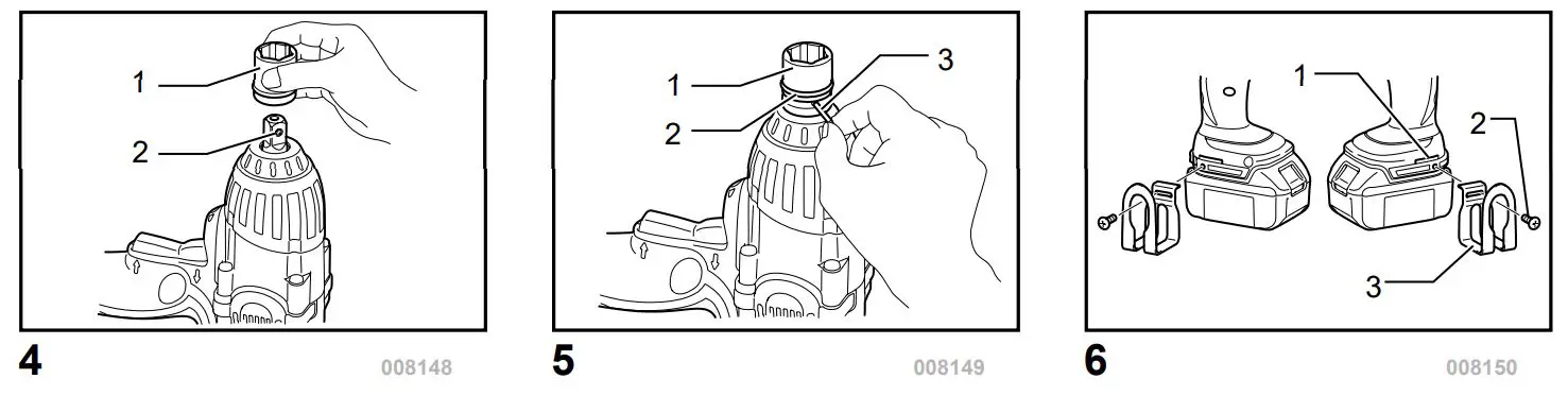 makita BTW450 Cordless Impact Wrench - figure 4,5,6