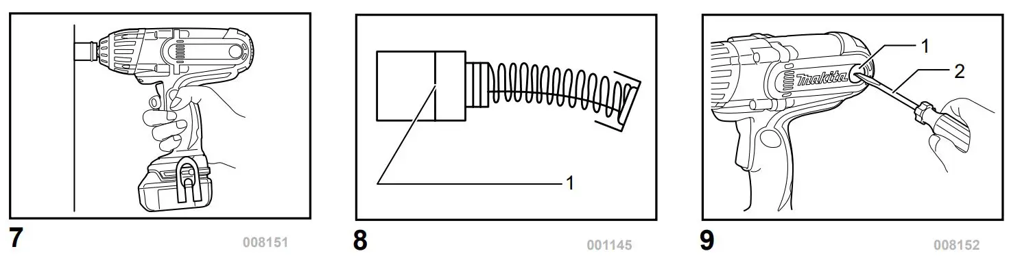 makita BTW450 Cordless Impact Wrench - figure 7,8,9