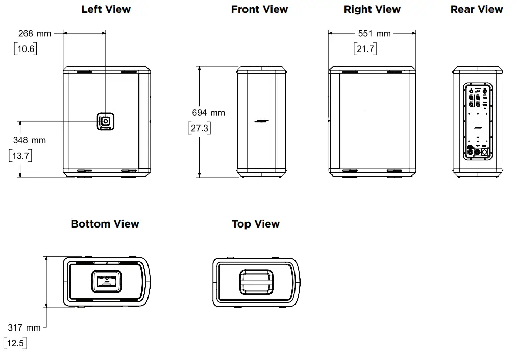 BOSE SUB2 POWERED BASS-Dimensions