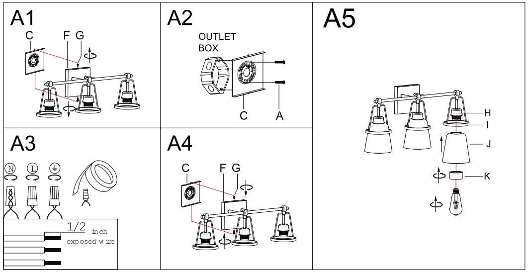 Uolfin 4806468 3-Light Gold Bathroom Vanity Light with Clear Glass Shades - Fig 2