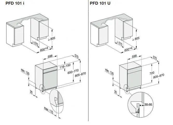 Miele PFD 100 SmartBiz Free-Standing Dishwasher - Built-in appliance built-under appliance
