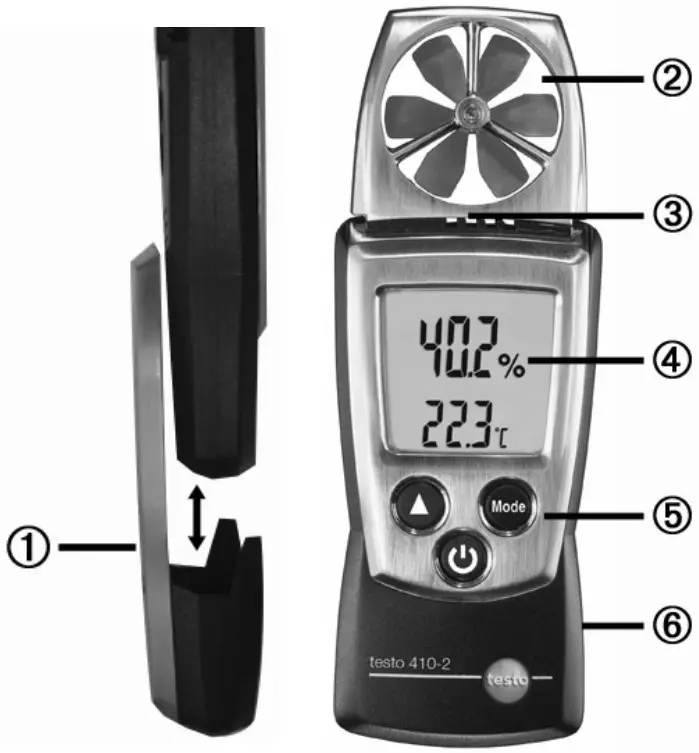 testo 410 2 Vane Anemometer - Short manual testo